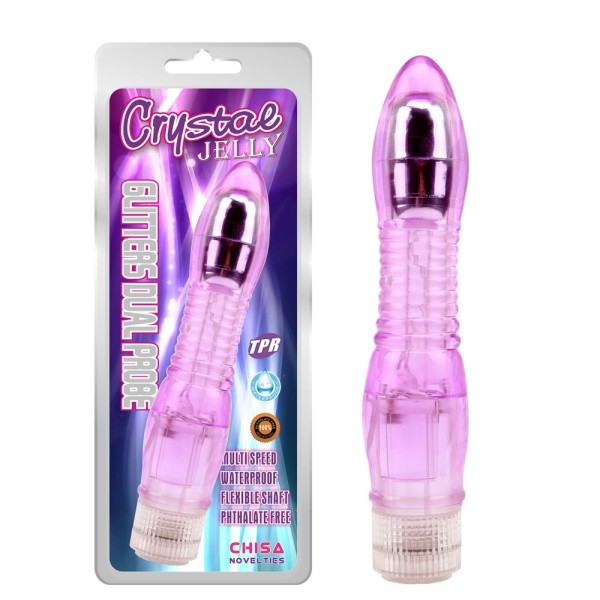 Фиолетовый вибратор Glitters Dual Probe - 21 см