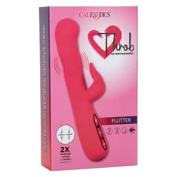 Розовый вибромассажер-кролик Throb Flutter - 21,5 см