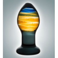 Красивая стеклянная пробка с цветными разводами - 9 см.