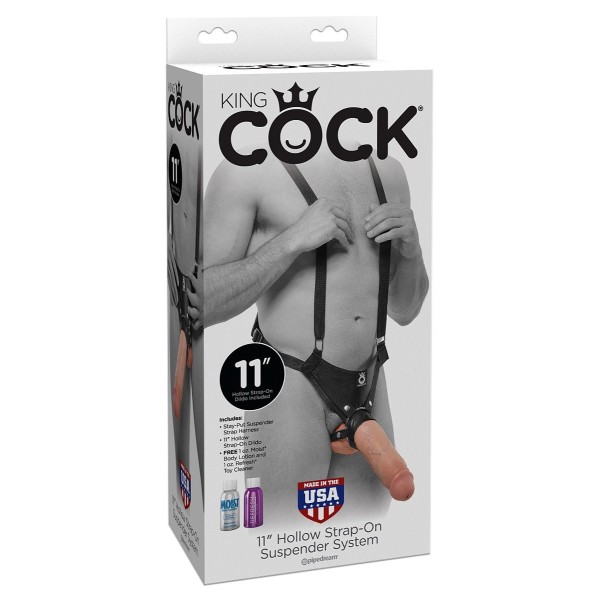 Страпон-система с телесной насадкой 11  Hollow Strap-On Suspender System - 28 см