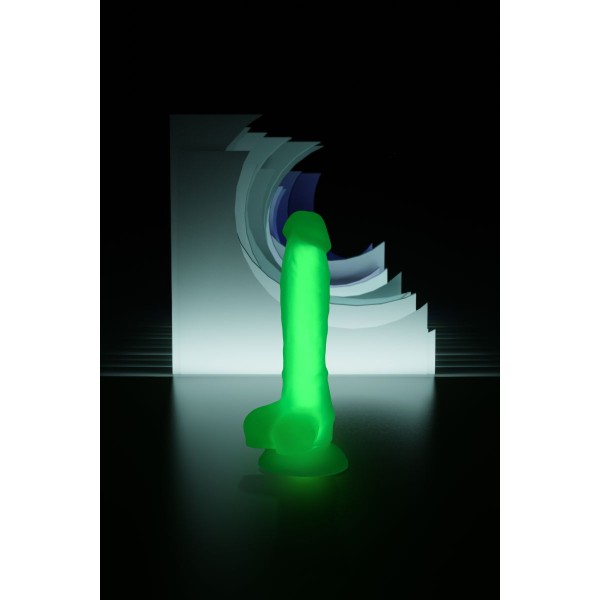 Прозрачно-зеленый фаллоимитатор, светящийся в темноте, Clark Glow - 22 см