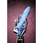 Голубой силиконовый вибратор с электростимуляцией TESLA G-POINT - 21 см
