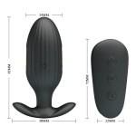 Черная анальная вибропробка с электростимуляцией и пультом ДУ Royal Pleasure - 9,2 см
