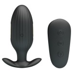 Черная анальная вибропробка с электростимуляцией и пультом ДУ Royal Pleasure - 9,2 см