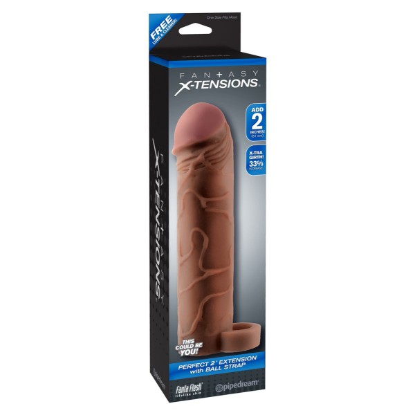 Коричневая насадка с кольцом Perfect 2 Extension with Ball Strap - 19 см