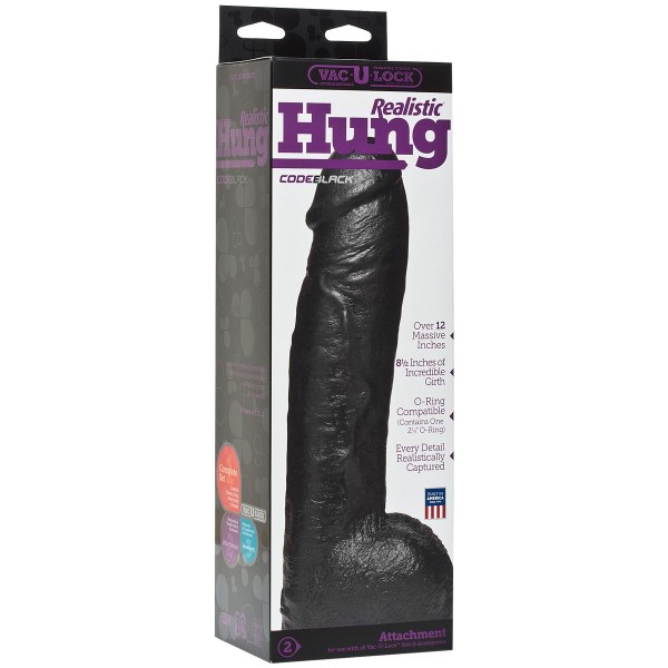 Черная насадка-фаллоимитатор Hung - 30,7 см