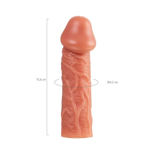 Телесная насадка на фаллос с фиксацией мошонки EXTREME SLEEVE - 15,6 см