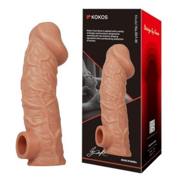 Телесная насадка на фаллос с фиксацией мошонки EXTREME SLEEVE - 15,6 см