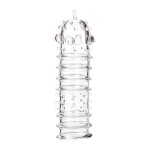 Прозрачная насадка на пенис TOYFA A-Toys с ребрами и точками - 15,3 см