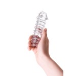 Прозрачная насадка на пенис TOYFA A-Toys с ребрами и точками - 15,3 см