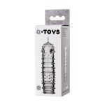 Прозрачная насадка на пенис TOYFA A-Toys с ребрами и точками - 15,3 см