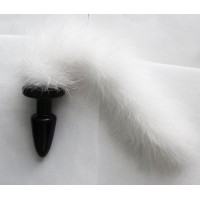 Анальная пробка с длинным белым пушистым хвостом - 11 см. Анальная пробка с длинным белым пушистым хвостом - 11 см.