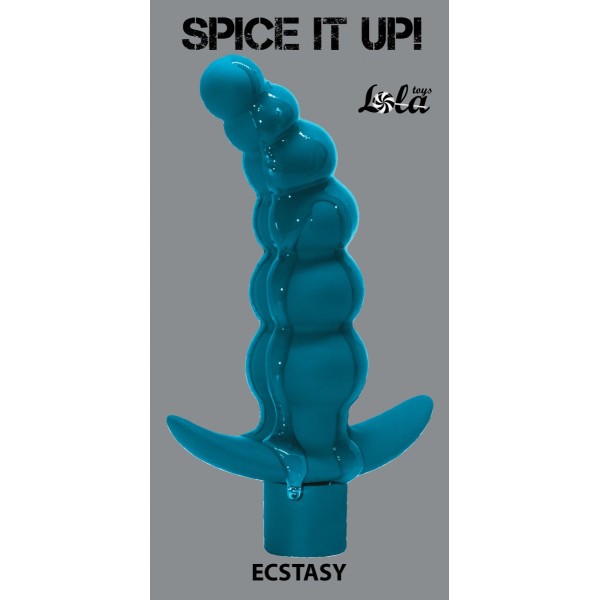 Бирюзовая анальная ёлочка с вибрацией Ecstasy - 14 см