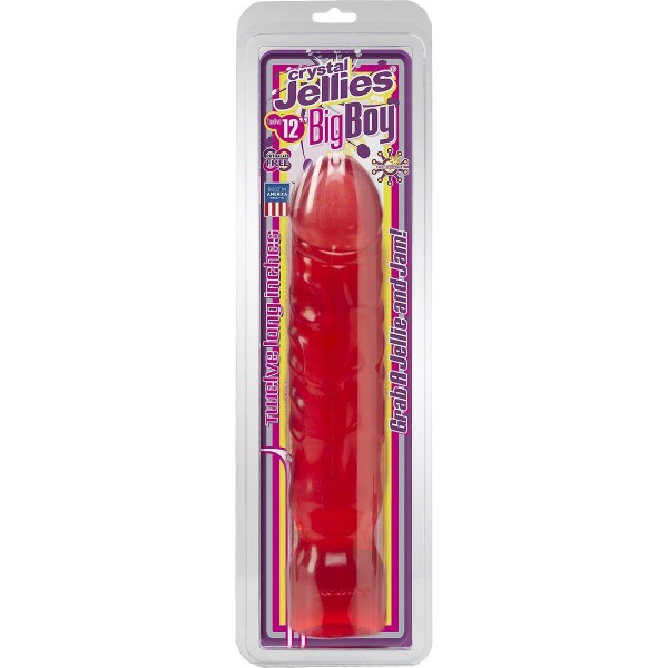 Большой розовый фаллоимитатор Crystal Jellies 12  Big Boy - 29,5 см
