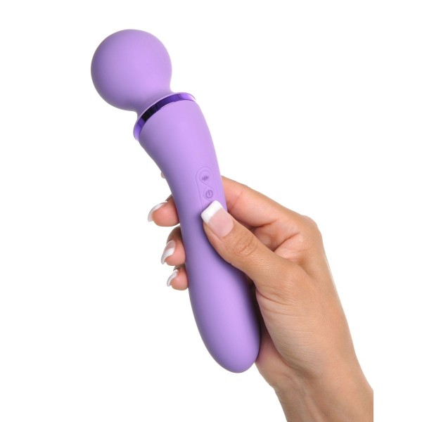 Фиолетовый двусторонний вибростимулятор Duo Wand Massage-Her - 19,6 см