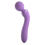 Фиолетовый двусторонний вибростимулятор Duo Wand Massage-Her - 19,6 см