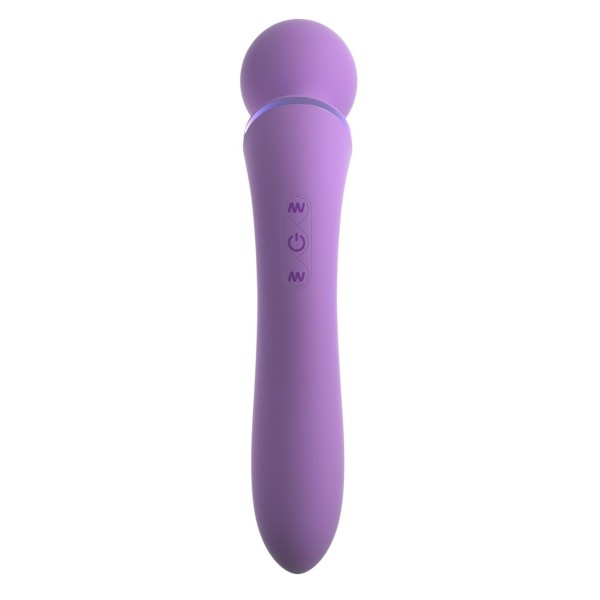 Фиолетовый двусторонний вибростимулятор Duo Wand Massage-Her - 19,6 см