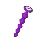 Фиолетовая анальная цепочка с кристаллом Buddy - 17,7 см