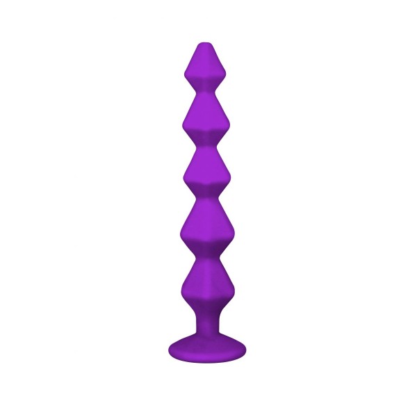 Фиолетовая анальная цепочка с кристаллом Buddy - 17,7 см