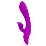 Фиолетовый рельефный вибратор-кролик QUEJOY - 25 см