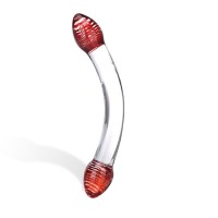 Изогнутый двусторонний фаллос из стекла Red Head, 22 см Изогнутый двусторонний фаллос из стекла Red Head, 22 см