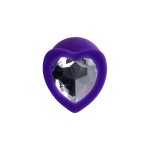 Фиолетовая анальная втулка Diamond Heart с прозрачным кристаллом - 8 см