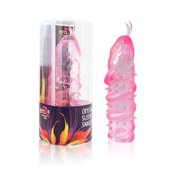 Закрытая рельефная насадка Crystal sleeve snakes в виде змеи с усиками - 14 см