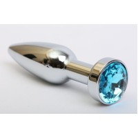 Удлинённая серебристая пробка с голубым кристаллом - 11,2 см. Удлинённая серебристая пробка с голубым кристаллом - 11,2 см.