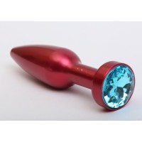 Большая красная анальная пробка с голубым стразом - 11,2 см. Большая красная анальная пробка с голубым стразом - 11,2 см.
