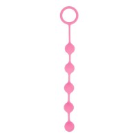 Розовая анальная цепочка с кольцом-ограничителем - 23 см.