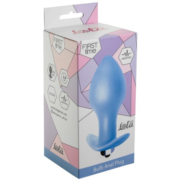 Голубая анальная вибропробка Bulb Anal Plug - 10 см