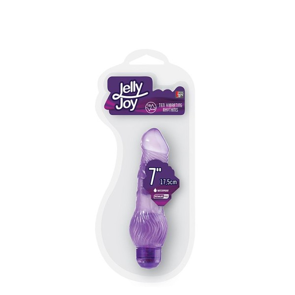 Фиолетовый гелевый вибратор JELLY JOY 7INCH 10 RHYTHMS PURPLE - 17,5 см