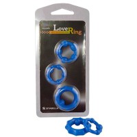 Набор из 3 синих рельефных эрекционных колец Набор из 3 синих рельефных эрекционных колец