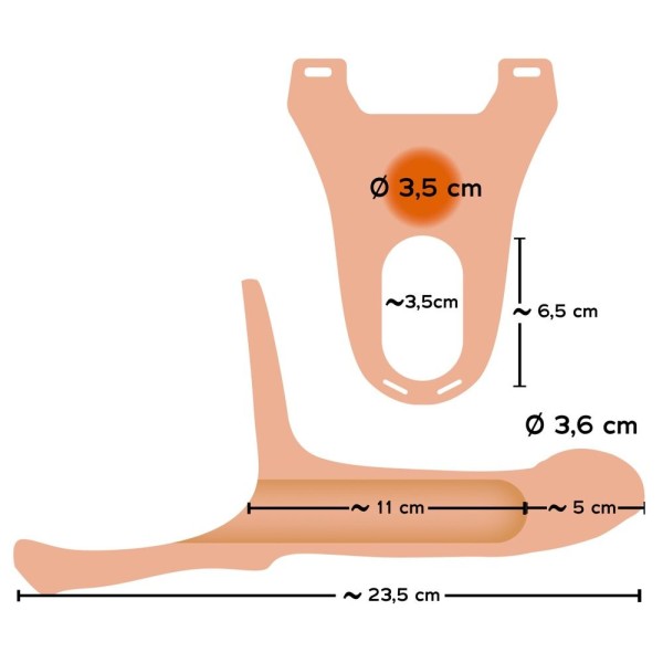 Силиконовый полый страпон на ремнях Silicone Strap-on - 16 см