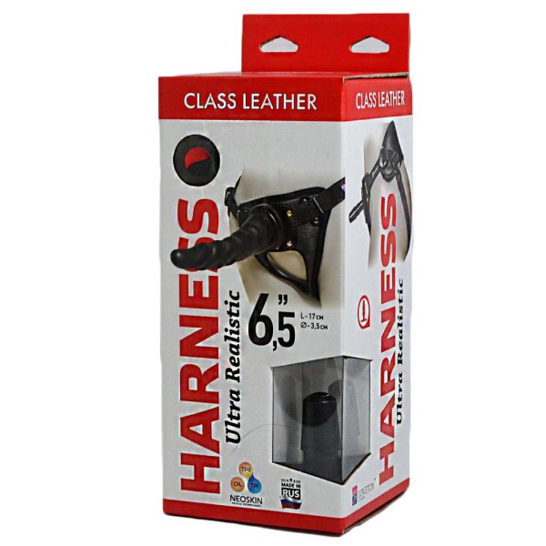 Насадка-фаллоимитатор на кожаных трусиках Harness Ultra Realistic 6,5  - 18,5 см