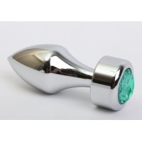 Серебристая анальная пробка с широким основанием и зелёным кристаллом - 7,8 см. Серебристая анальная пробка с широким основанием и зелёным кристаллом - 7,8 см.