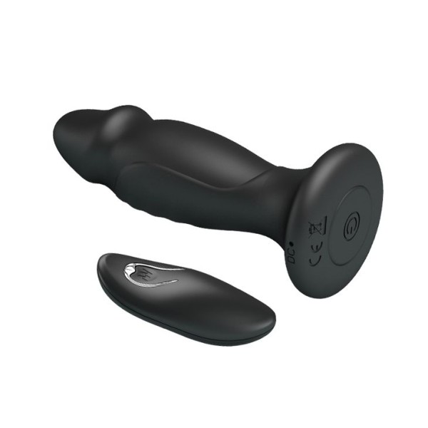 Черная анальная втулка с 12 режимами вибрации Mr Play - 12,4 см