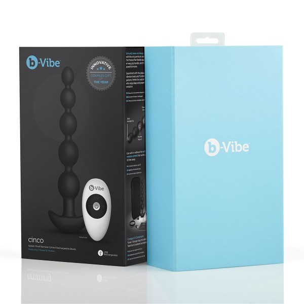 Черные анальные бусы с 3 моторами B-Vibe Cinco Anal Beads - 20,5 см