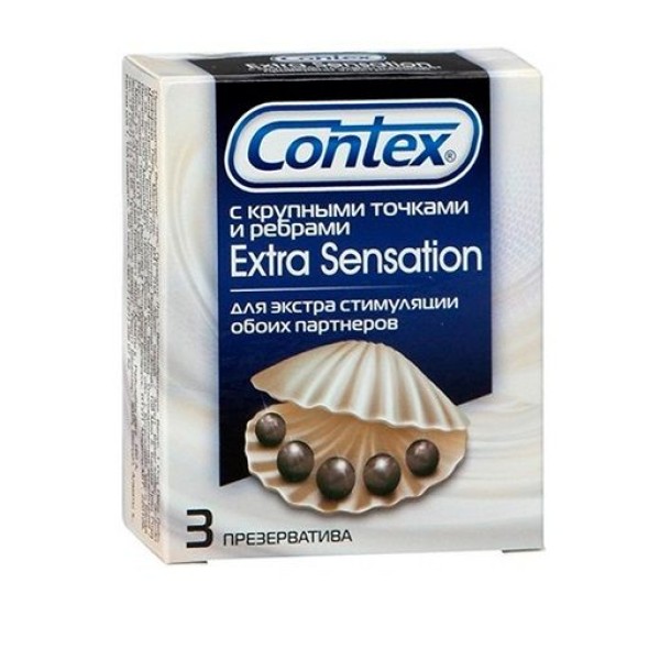 Презервативы с крупными точками и рёбрами Contex Extra Sensation - 3 шт