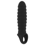 Чёрная ребристая насадка Stretchy Penis Extension No32