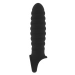 Чёрная ребристая насадка Stretchy Penis Extension No32