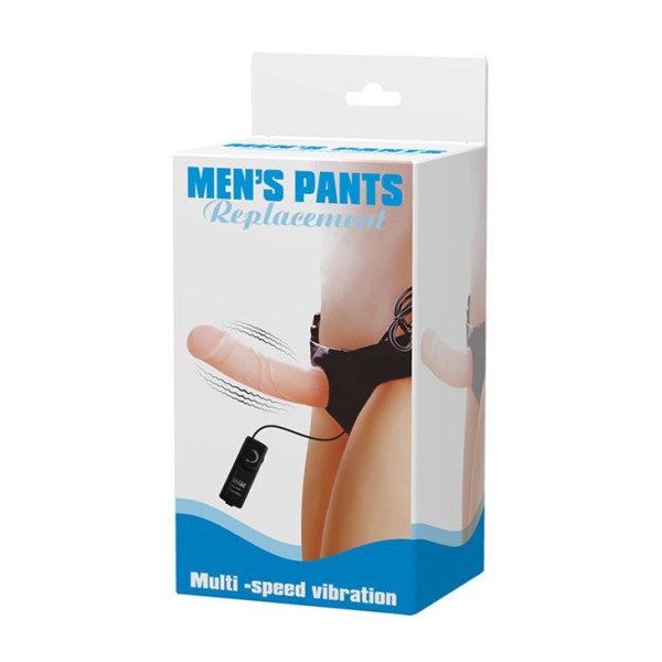 Полый страпон на трусиках с вибрацией и выносным пультом управления Mens Pants - 16,5 см