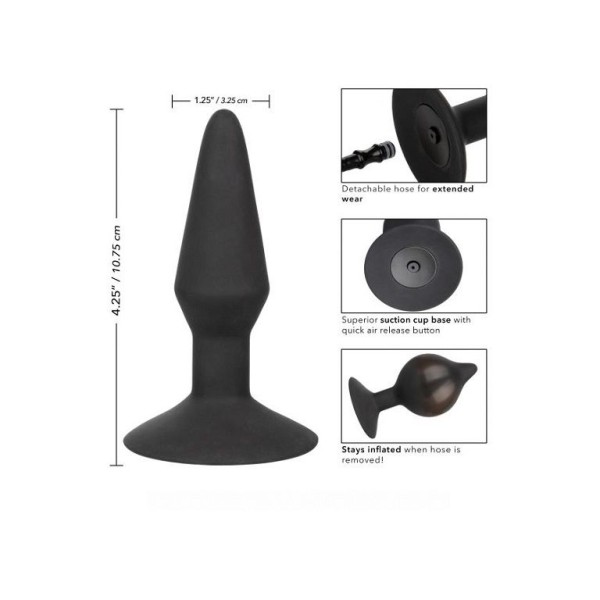 Расширяющаяся анальная пробка со съемным шлангом Medium Silicone Inflatable Plug - 10,75 см
