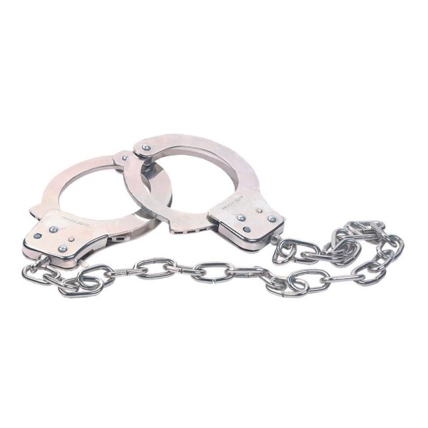Наручники из металла с длинной цепочкой CHROME HANDCUFFS METAL HANDCUFFS W KEY