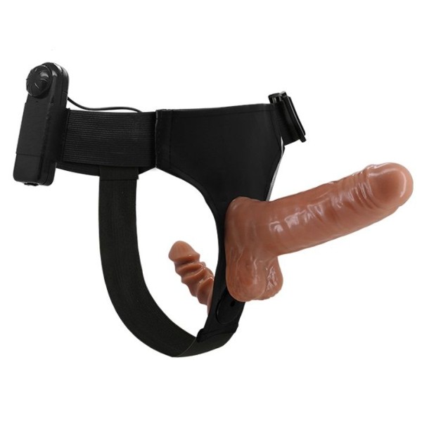 Страпон с вагинальной пробкой и вибрацией Ultra Passionate Harness - 16 см