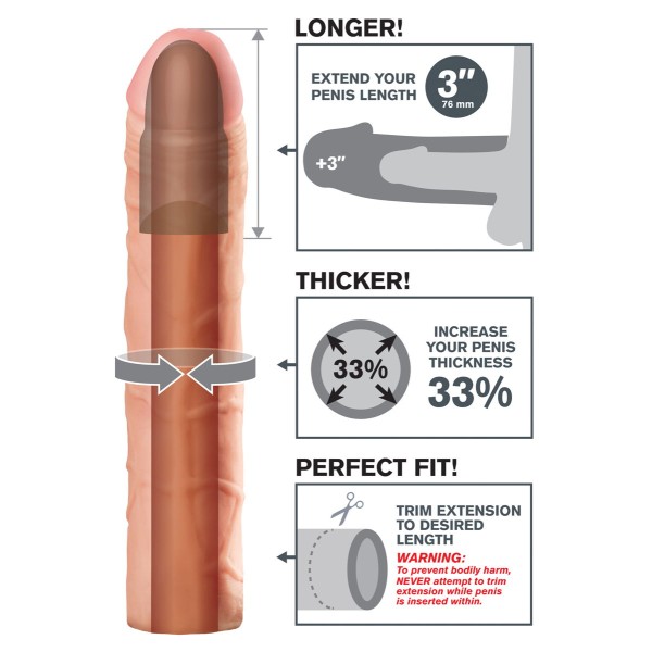 Телесная удлиняющая насадка Perfect 3 Extension - 22 см