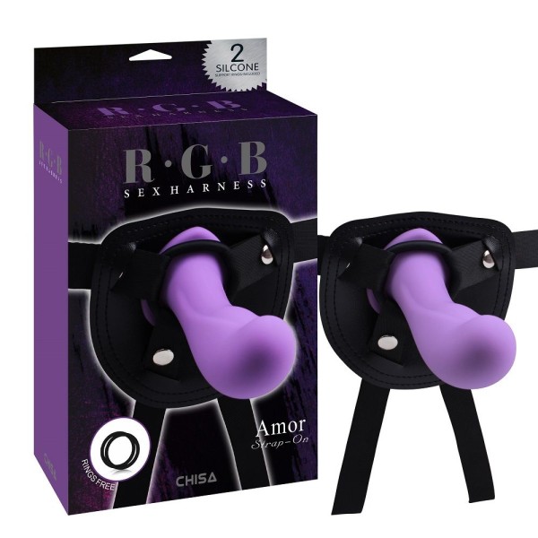 Фиолетовый страпон Amor Strap-On - 15 см