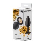 Чёрная анальная пробка Emotions Cutie Medium с желтым кристаллом - 8,5 см