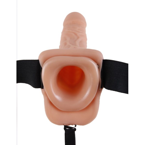 Телесный полый страпон Hollow Strap-On with Balls - 18,9 см
