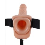 Телесный полый страпон Hollow Strap-On with Balls - 18,9 см